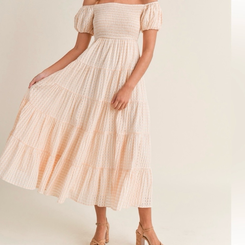 Mable Light Pink Smocked Puff Sleeve Maxi Dress - Picture 15 of 15